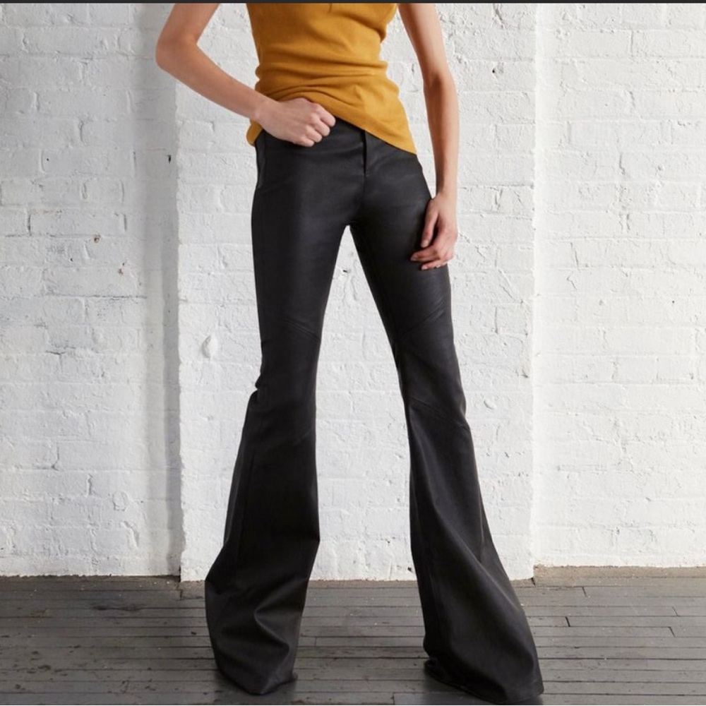 Land of Distraction Black Leather Flare Pants Size 0